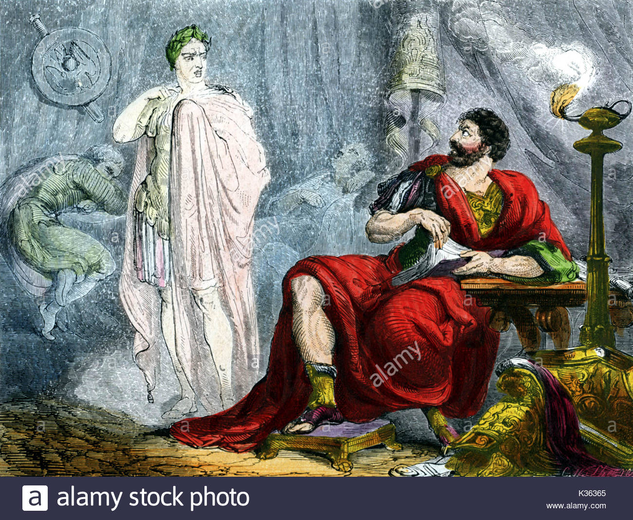 1300x1068 Julius Caesar Brutus And The Ghost Of Caesar Act Iv Scene 3 Stock - Julius Caesar Brutus Painting