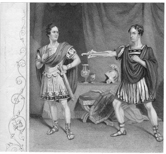550x508 Julius Caesar, Edward Loomis Davenport (1815 1877) As Brutus - Julius Caesar Brutus Painting