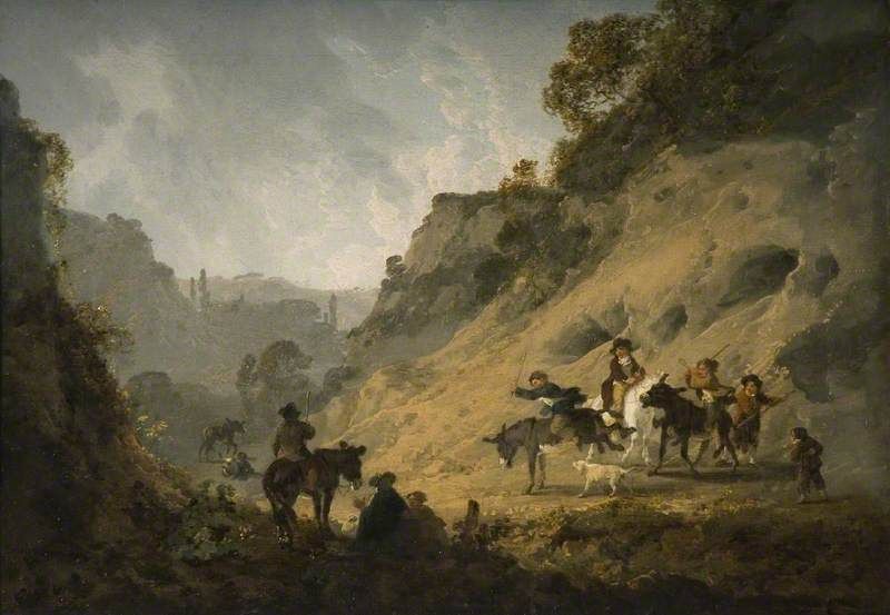 800x553 Gypsies With An Ass Race Painting Julius Caesar Ibbetson Oil - Julius Caesar Painting