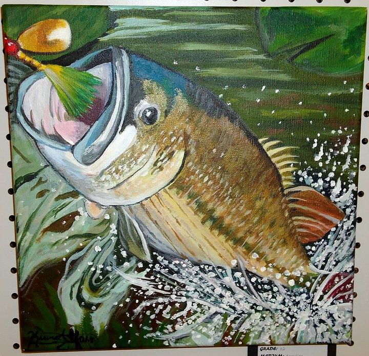 720x695 Jumping Bass Painting By Karina Alfaro - Jumping Bass Painting