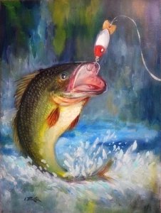 226x300 Jumping Bass Paintings Fine Art America - Jumping Bass Painting