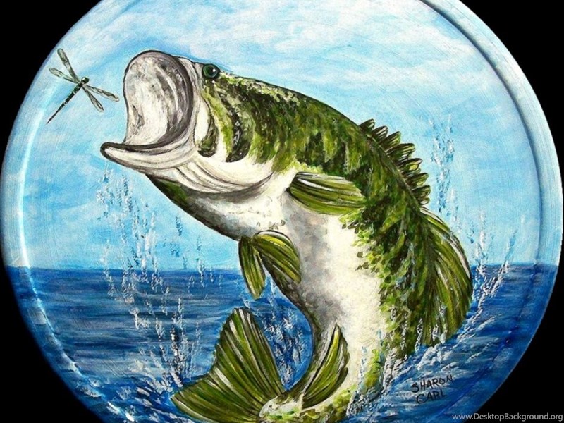 800x600 Largemouth Bass Jumping Painting Desktop Background - Jumping Bass Painting