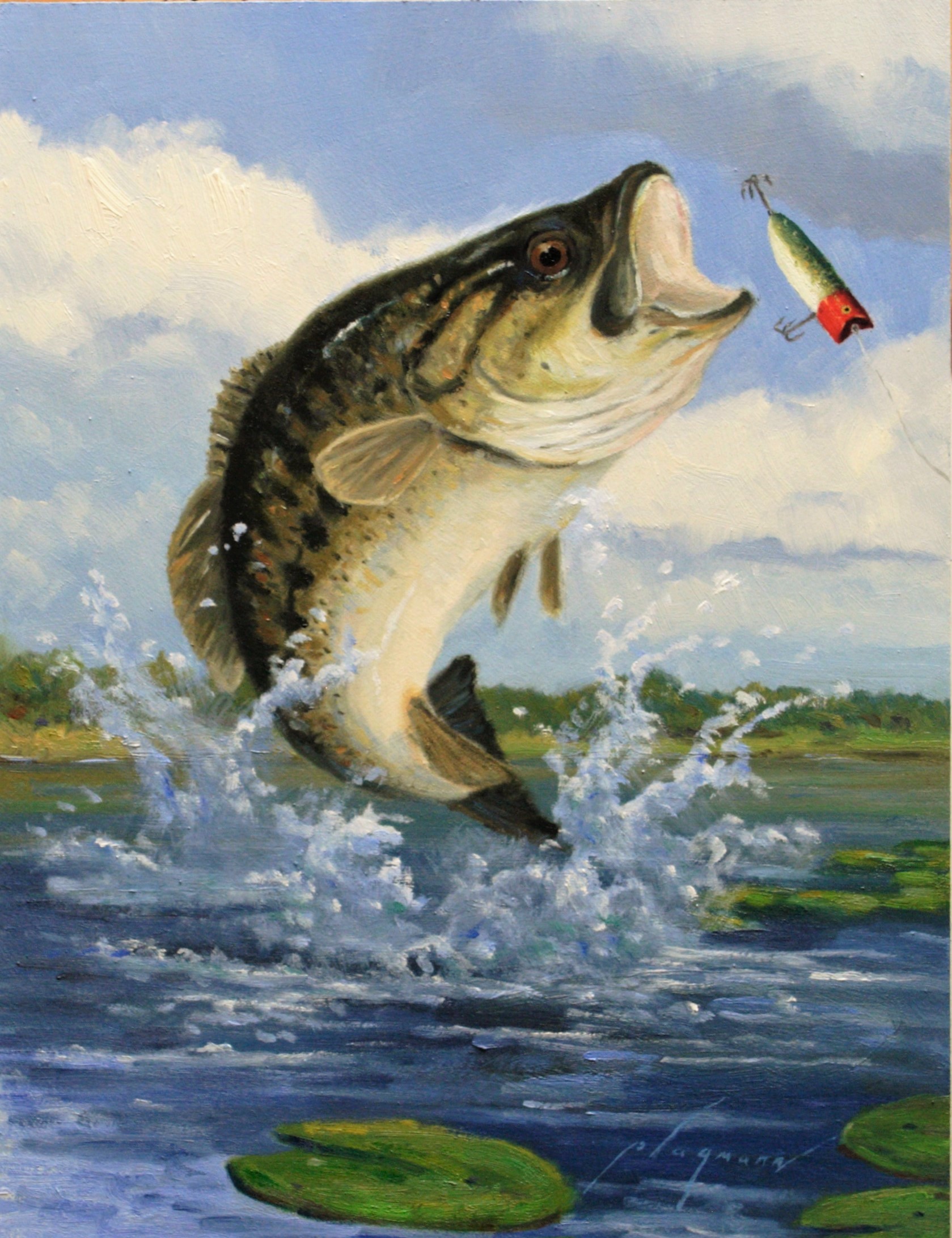 bass fish jumping