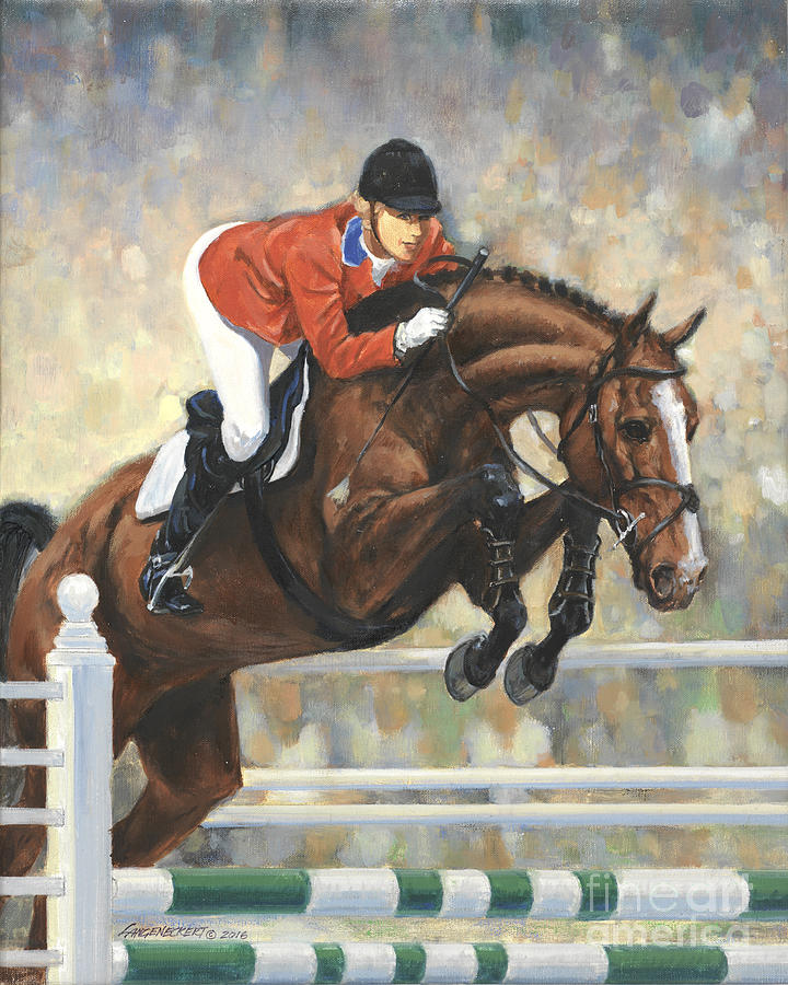 720x900 Jumping Horse And Girl Painting By Don Langeneckert - Jumping Horse Painting
