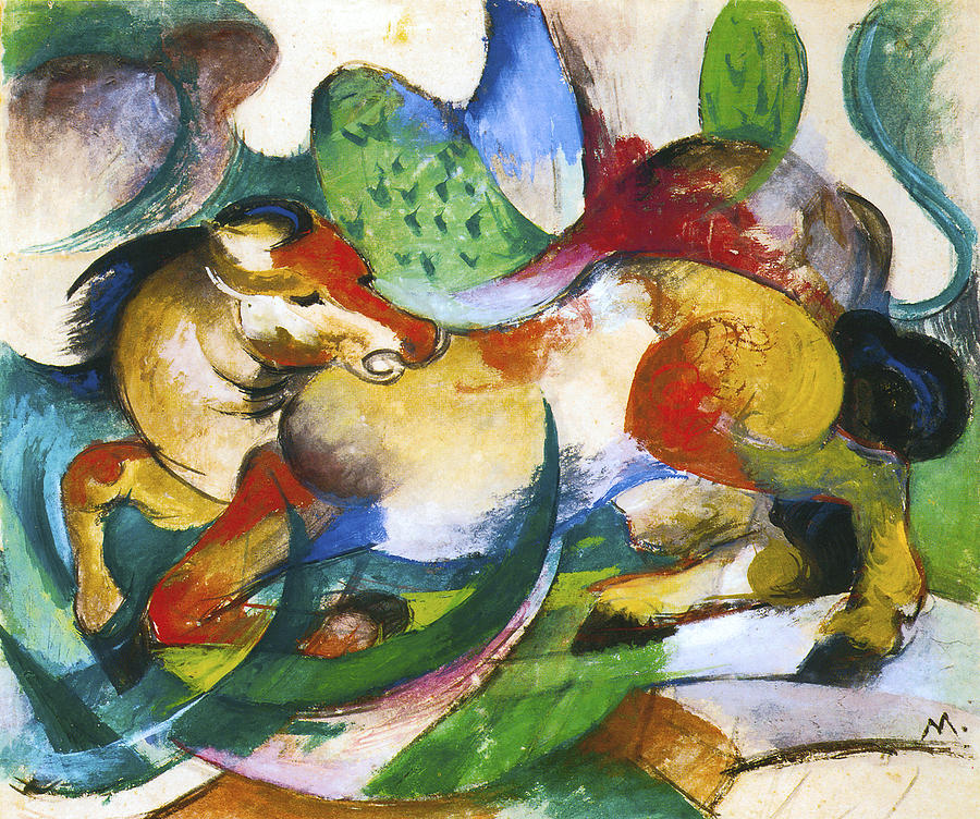 900x752 Jumping Horse Painting By Franz Marc - Jumping Horse Painting