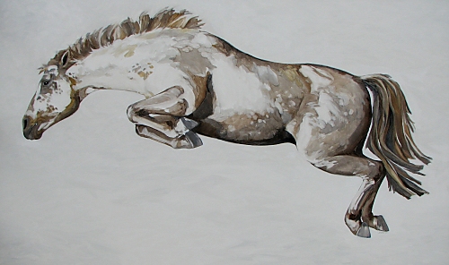 500x296 Large Canadian Landscape Oil Paintings For Sale By K Woodman - Jumping Horse Painting