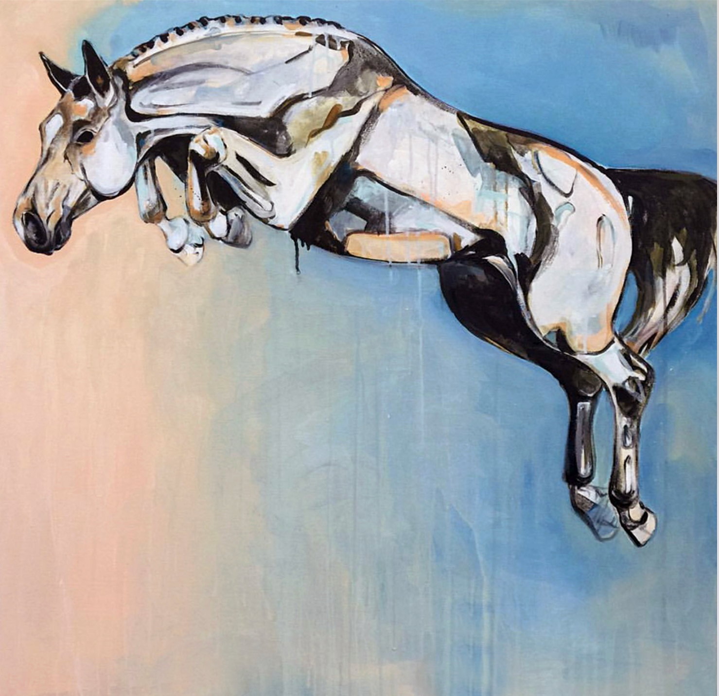 1479x1432 Original Painting - Jumping Horse Painting