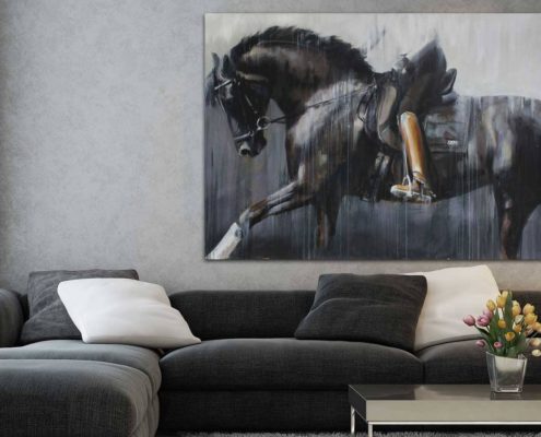 495x400 Paintings, Prints And Portraits Of Dressage, Hunter Jumper, Show - Jumping Horse Painting