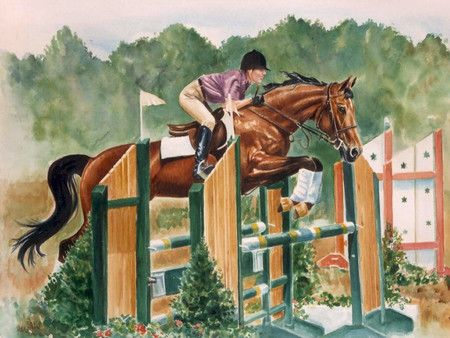 450x338 Pin By Ippolog Keto On Equestrian Sport, Horse Riding - Jumping Horse Painting