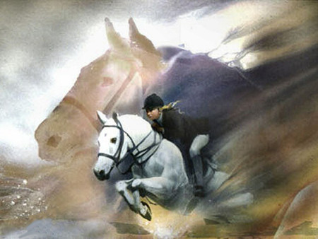 450x338 The Jumper - Jumping Horse Painting