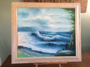 300x225 June Nelson Original Acrylic Seascape Waves Beach Sea Ocean - June Painting