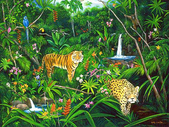 560x421 Jungle Artwork By Betty Lou Barry - Jungle Animal Painting