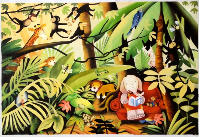 640x441 Jungle Animal Painting Starfishkid - Jungle Animal Painting