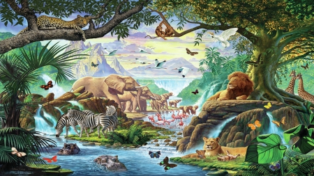 450x253 African Wildlife - Jungle Animal Painting