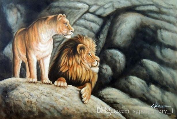 615x414 Best Framed Lion Male Amp Female King Of The Jungle Big Cat Hunting - Jungle Animal Painting