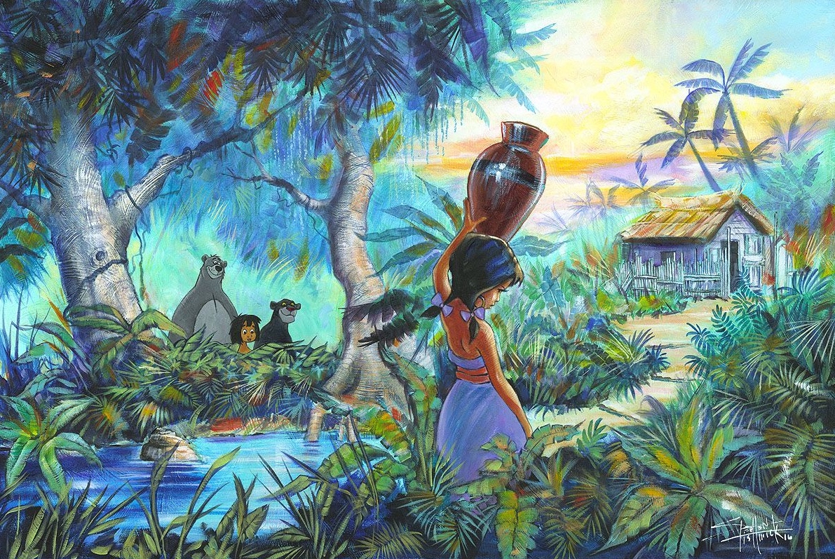 1191x797 Stephen Fishwick The Girl By The Stream The Jungle Book - Jungle Book Painting