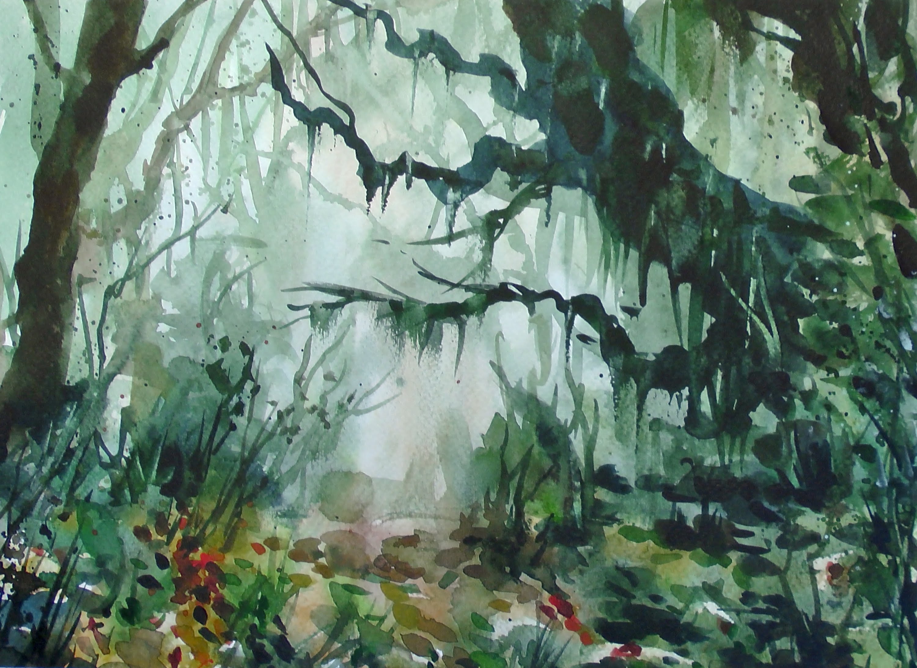 3000x2186 Watercolor Jungle 20x Speed - Jungle Painting