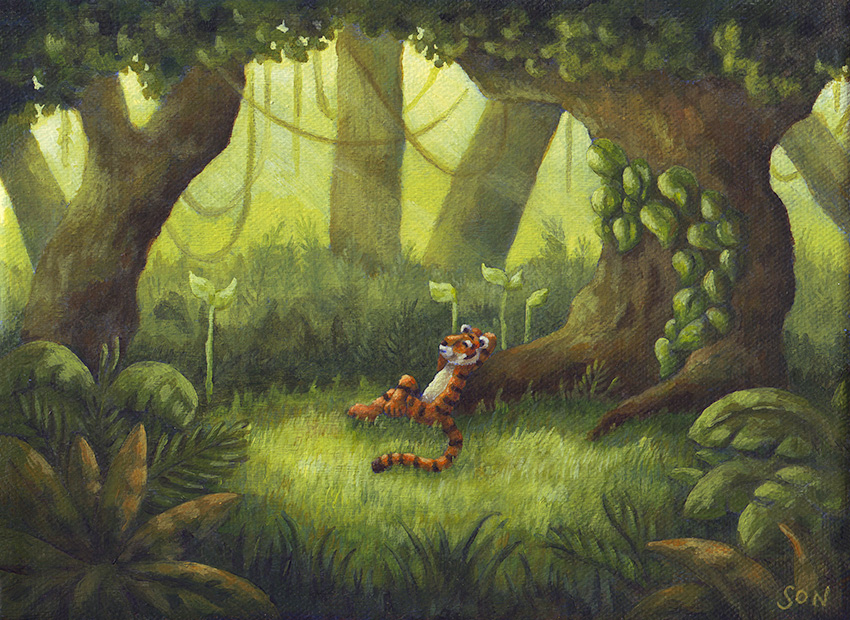 850x620 Tiger Jungle Painting Son's Popkes - Jungle Painting