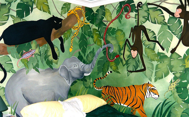 640x398 Children's Jungle Mural - Jungle Painting For Kids