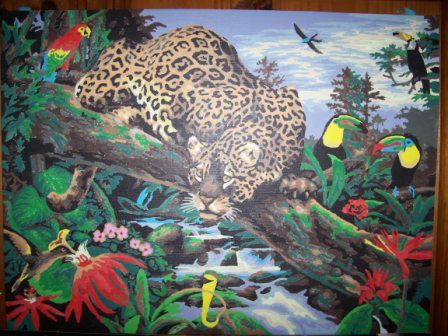 448x336 Jaguar In Jungle Paintings - Jungle Scene Painting