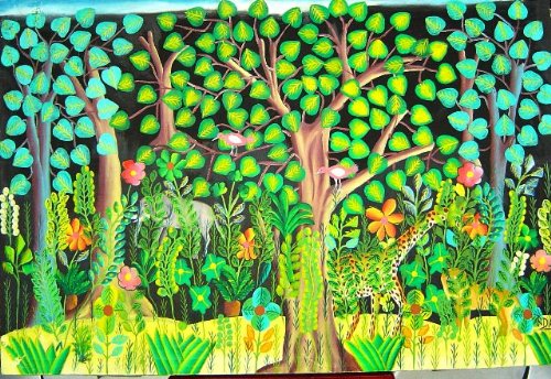 500x344 Jungle Scene 24x36 Fritz Damas Fine Art - Jungle Scene Painting