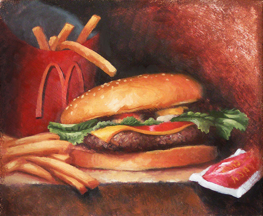 900x740 Fries With That Painting By Timothy Jones - Junk Food Painting