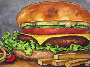 300x225 Painting Mc Donald's Meal Big Mac French Fry's Restaurant Fast - Junk Food Painting