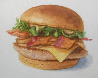 340x270 Burger Painting Etsy - Junk Food Painting