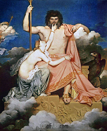 407x500 Jupiter And Thetis Ingres Painting Reproduction 797 Topofart - Jupiter Painting