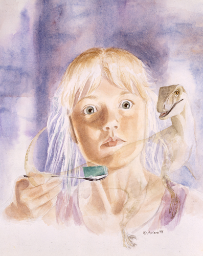 397x500 Ariana Richards, Raptor Vision, Film Memorabilia, Fine Art Store - Jurassic Park Painting