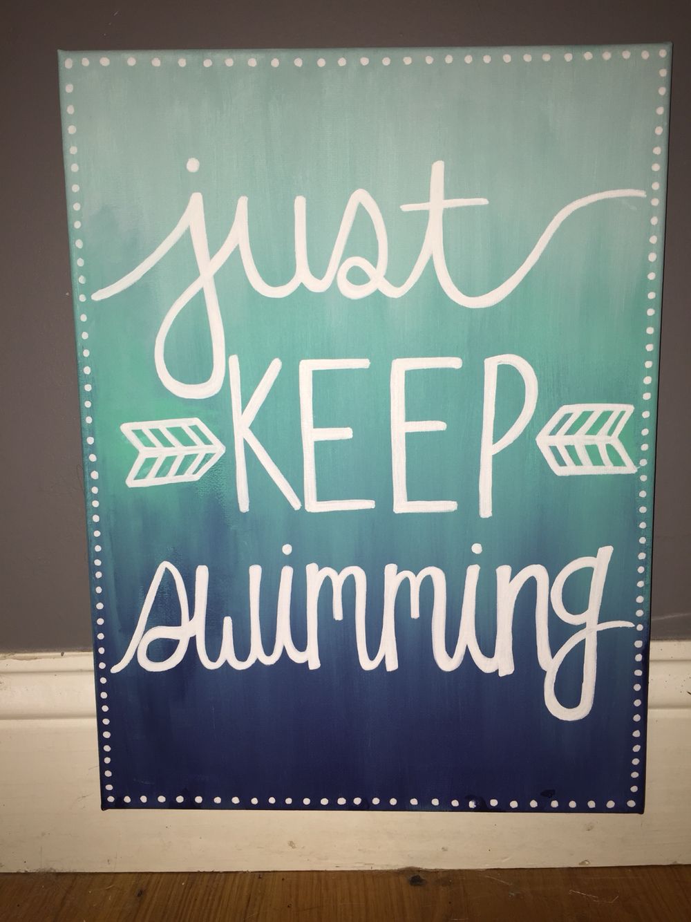 1000x1334 Just Keep Swimming Canvas From Finding Nemo Diy. - Just Keep Swimming Painting