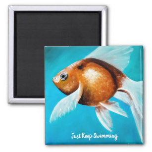 307x307 Keep Swimming Refrigerator Magnets Zazzle - Just Keep Swimming Painting