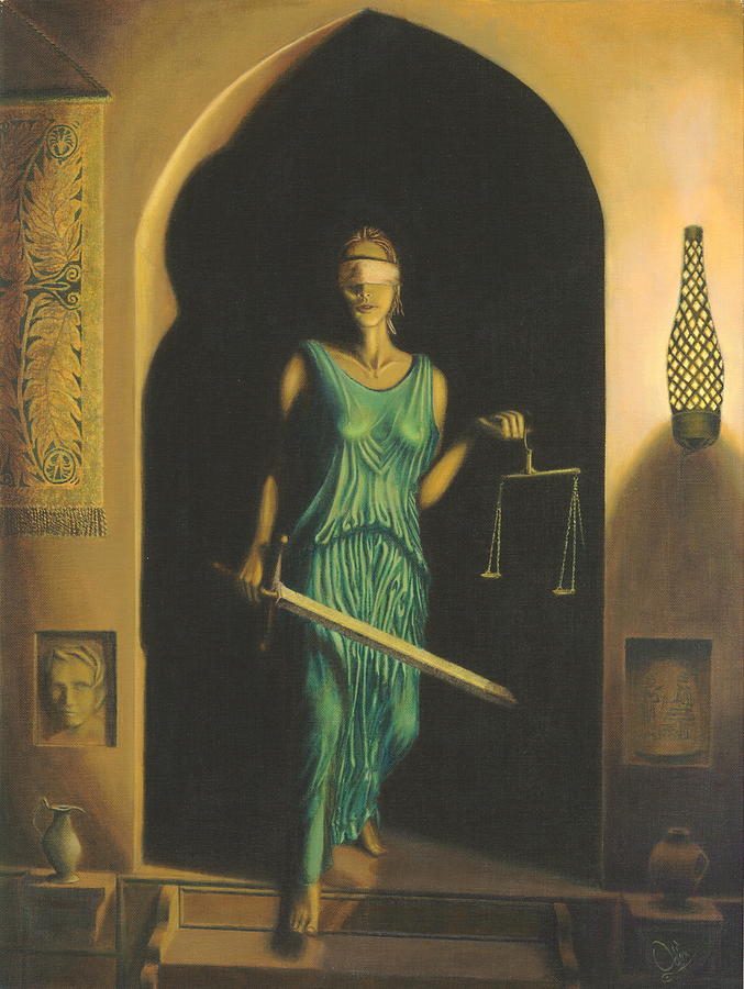 677x900 Lady Justice Awakens Painting By Odin - Justice Painting