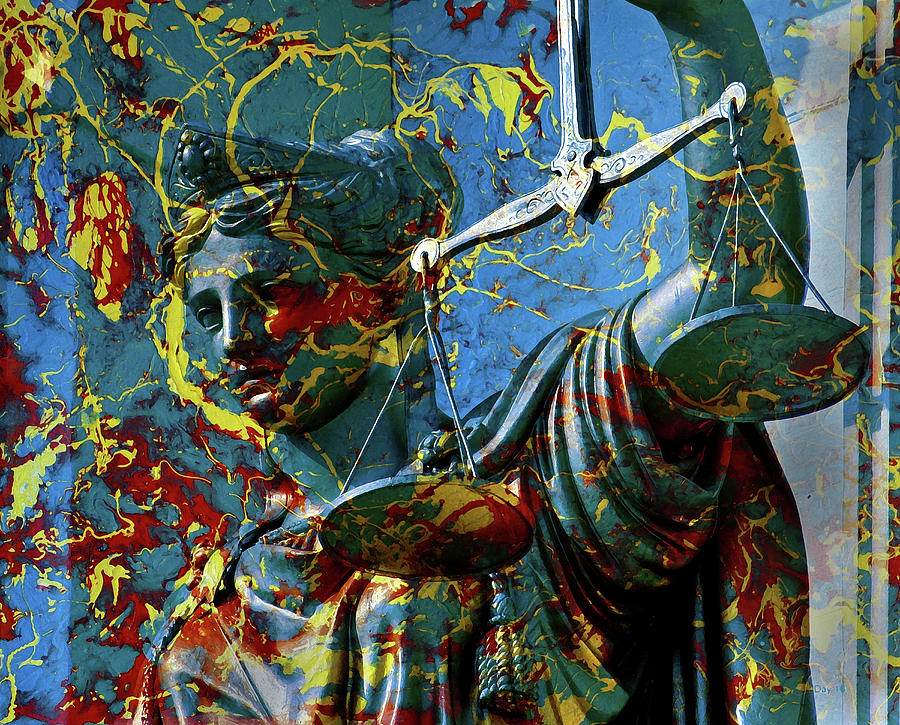 900x725 Lady Justice Under Fire Painting By Day Williams - Justice Painting