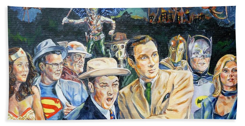 967x500 Abbott And Costello Meet The Justice Society Of America Hand Towel - Justice Society Of America Painting