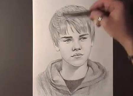 450x325 Portrait Of Justin Bieber - Justin Bieber Painting