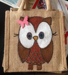 236x260 Small Personalised Hand Painted Jute Bags By Purplepebblestudios - Jute Painting