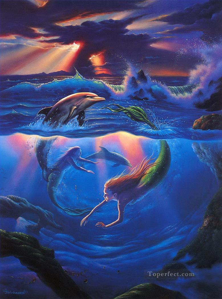 779x1050 Jw Mermaids And Dolphins Ocean Landscape Painting - Jw Painting