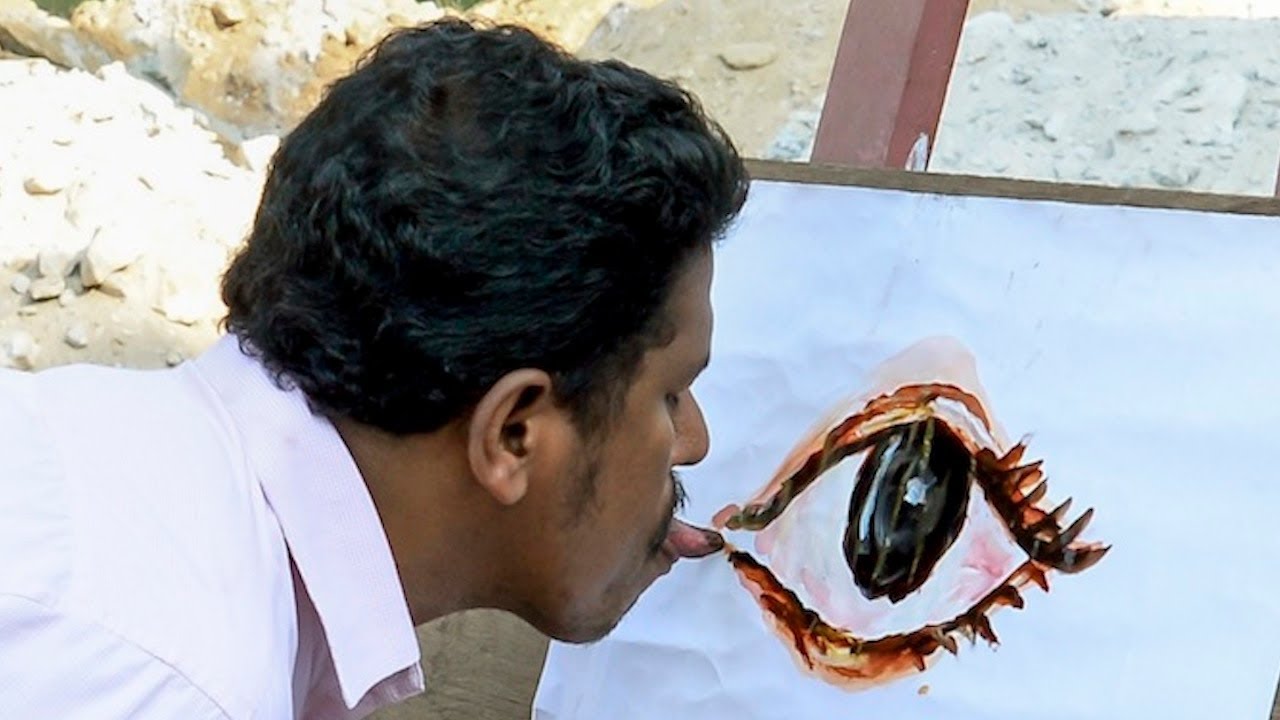 1280x720 Artist Creates Over 1,000 Paintings Using Just His Tongue - K Painting