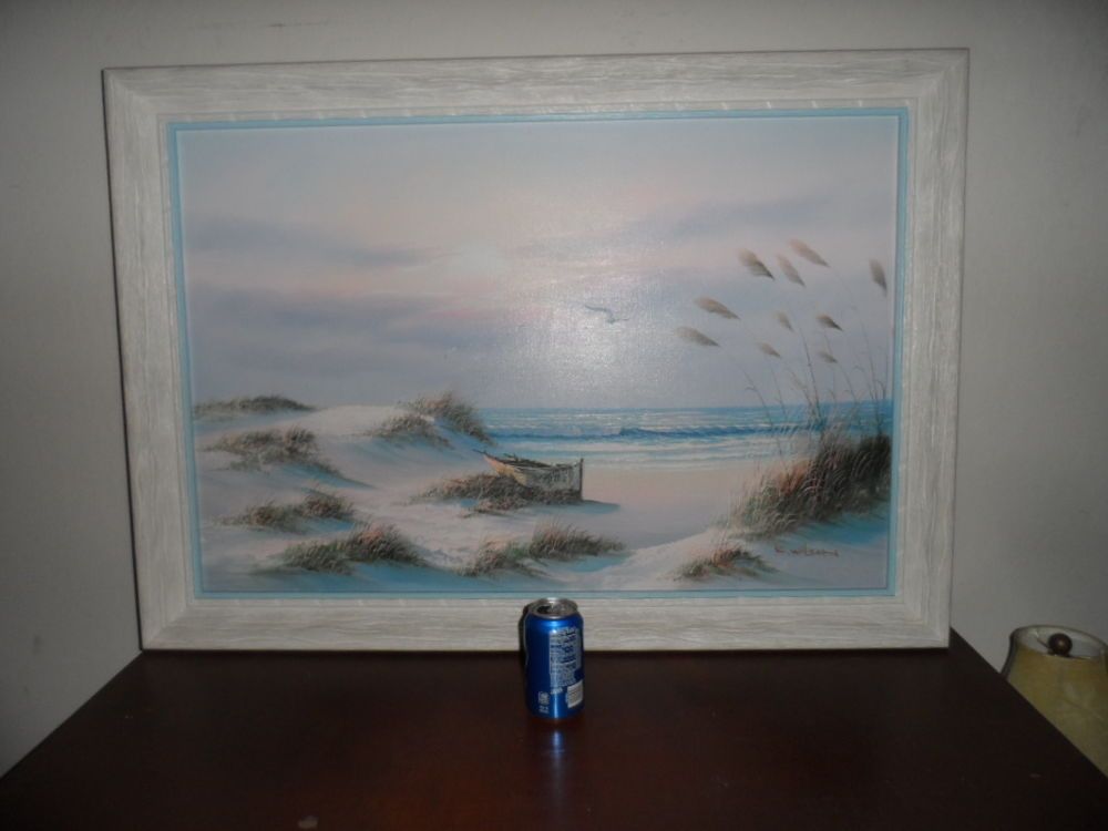 1000x750 K. Wilson Signed Oil Painting On Canvas Large Painting Of Beach - K Wilson Oil Painting