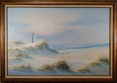 400x284 K. Wilson Original Oil Painting On Canvas, Seascape W Light House - K Wilson Oil Painting