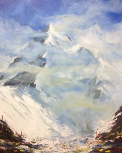 400x500 Wind Blowing On K2 (Godwin Austin) 8611m - K2 Painting