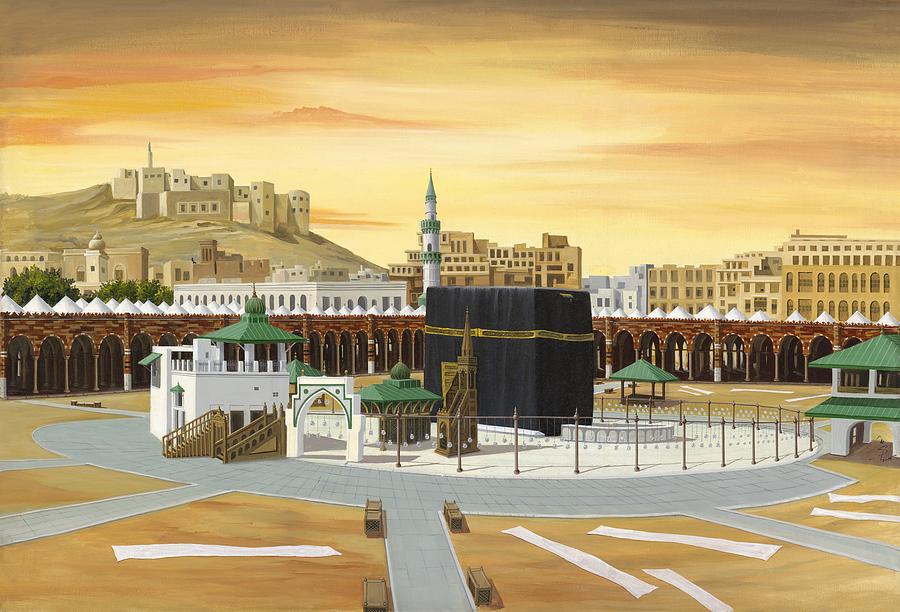 900x612 Holy Kaaba 1889 Painting By S N Viquar - Kaaba Painting