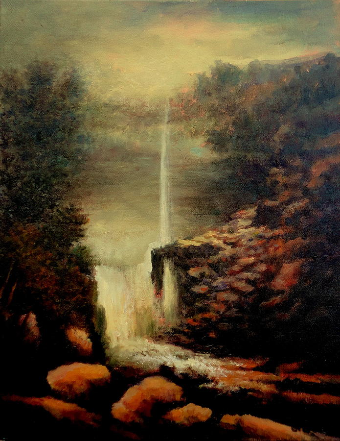 695x900 Kaaterskill Falls August Painting By Ellen Perantoni - Kaaterskill Falls Painting