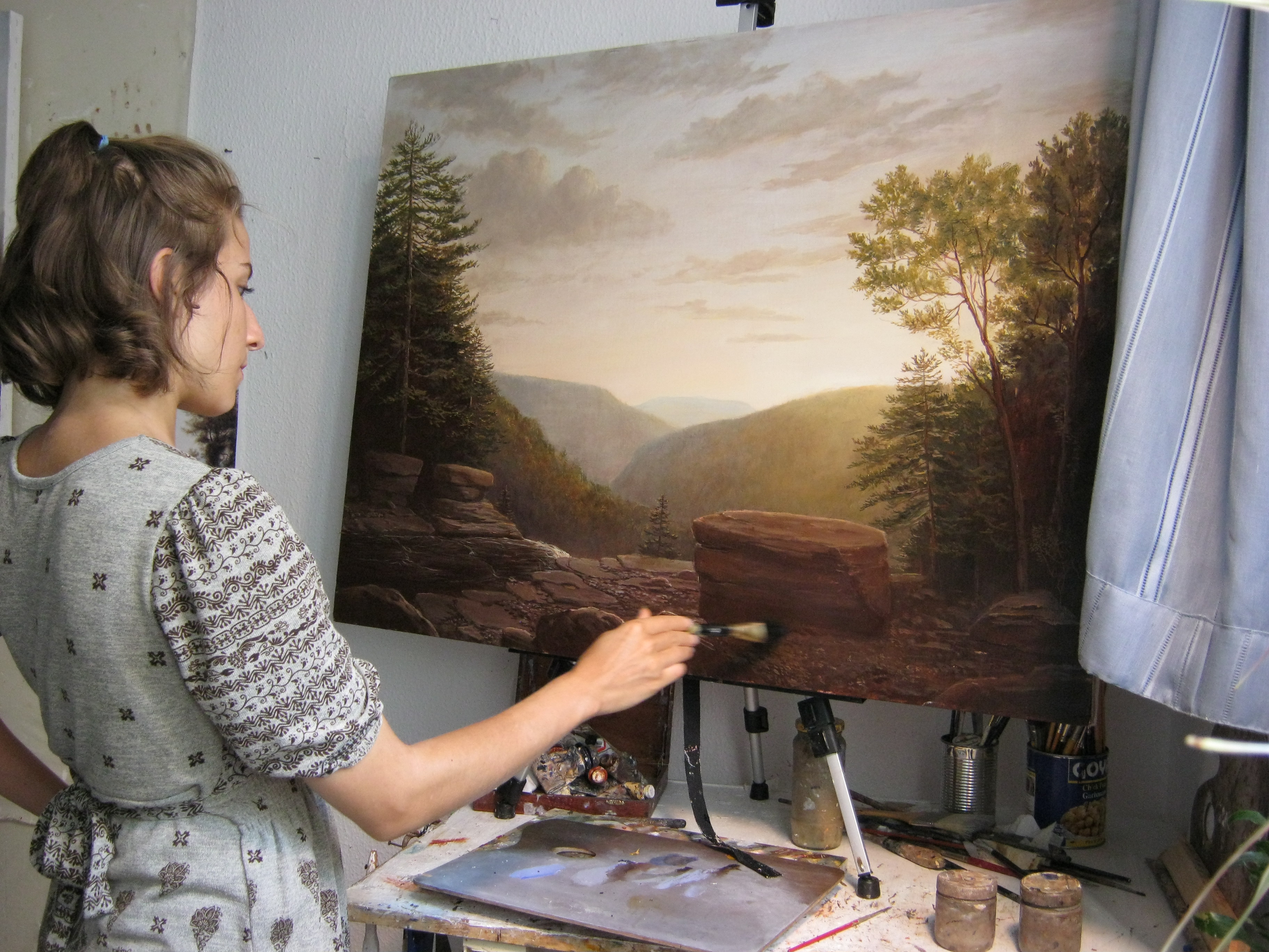 3648x2736 Painting The Top Of Kaaterskill Falls - Kaaterskill Falls Painting