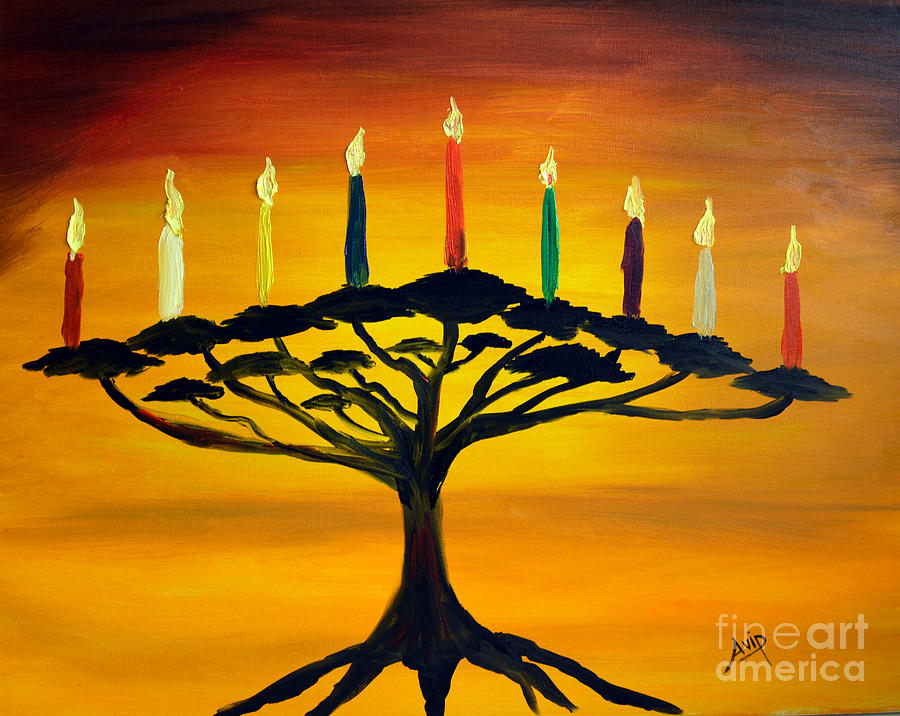 900x716 Tree Of Life Menorah Painting By Avishai Avi Peretz - Kabbalah Tree Of Life Painting