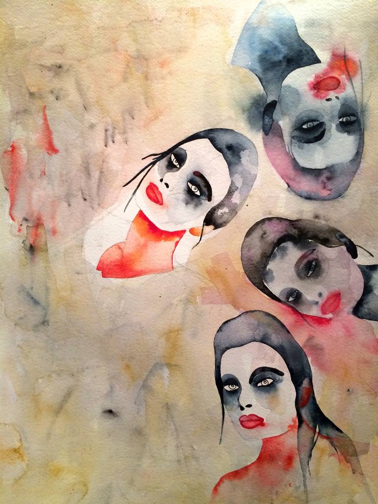 770x1027 Saatchi Art Kabuki Girls Painting By Amy Fuks - Kabuki Painting