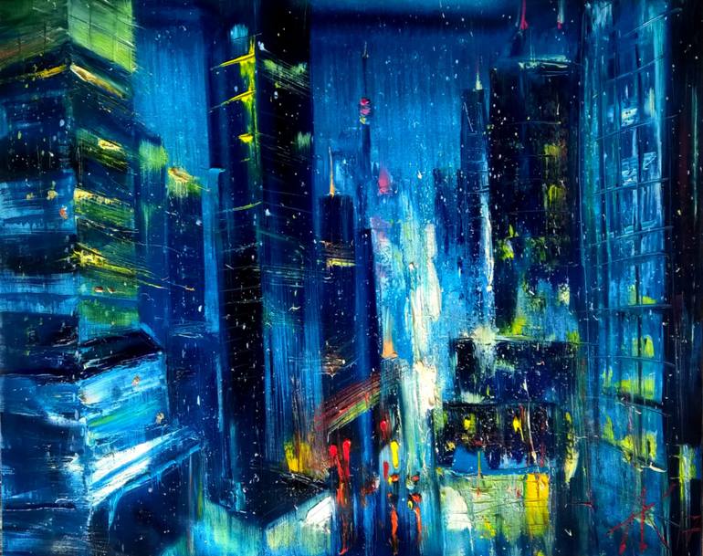770x609 Saatchi Art Night City Painting By Anastasia Kachina - Kachina Painting