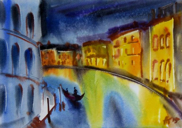 770x543 Saatchi Art Night In Venice Painting By Anastasiya Kachina - Kachina Painting