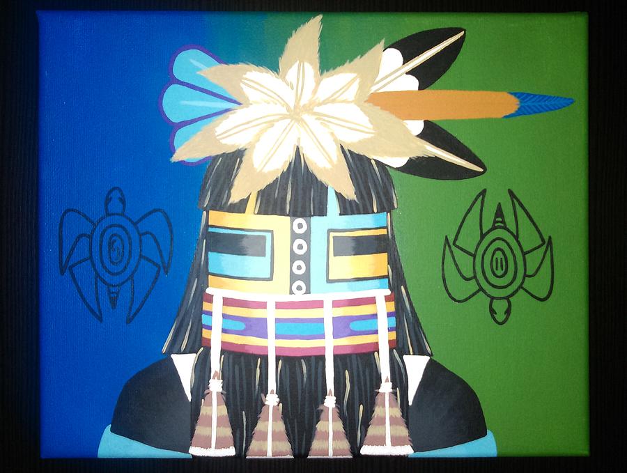 900x679 Turtle Kachina Painting By Candace Puhuyaoma - Kachina Painting